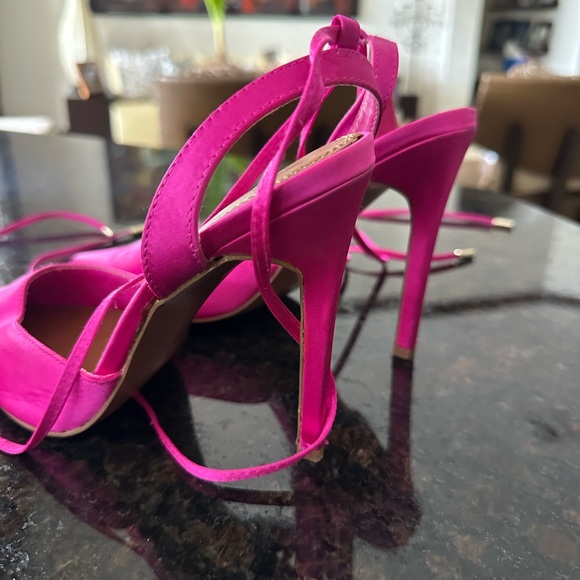 ASOS DESIGN Pink Satin Tie Heels (US 8) - Picture 7 of 9